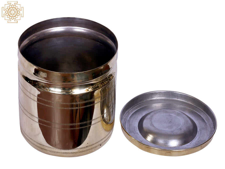 6" Handmade Brass Rice Storage Container for Kitchen
