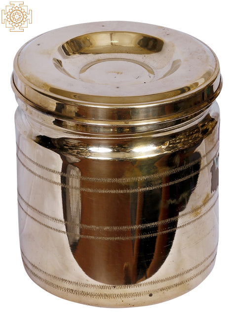 6" Brass Rice Storage Container | Handmade Kitchen Utensils