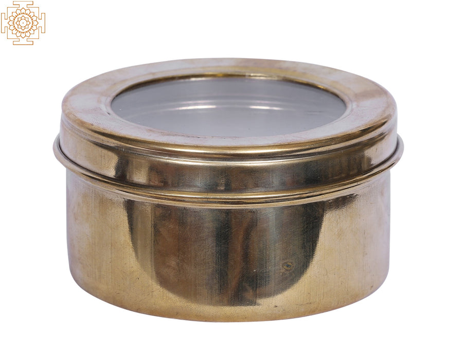 4" Brass Container Box for Kitchen Storage and Dining