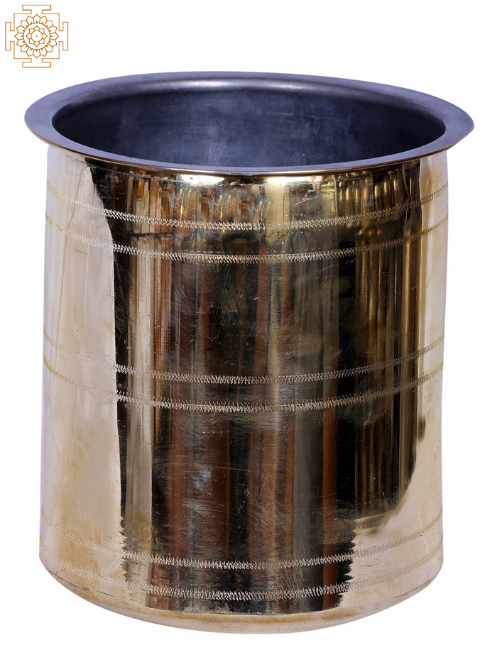 6" Brass Rice Storage Container for Indian Kitchen