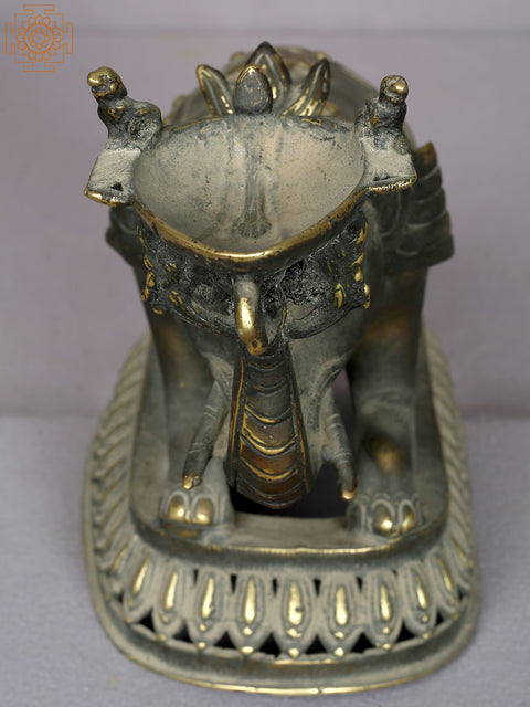 12" Brass Elephant Lamp From Nepal