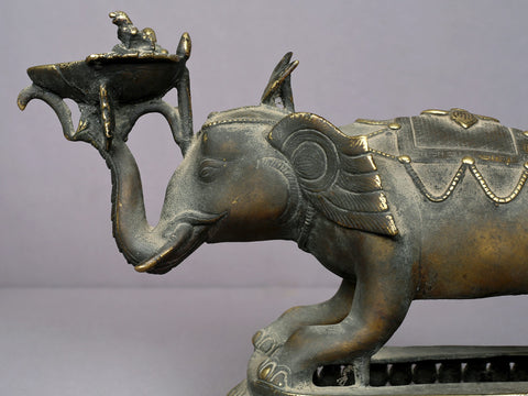 12" Brass Elephant Lamp From Nepal