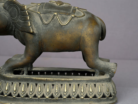 12" Brass Elephant Lamp From Nepal