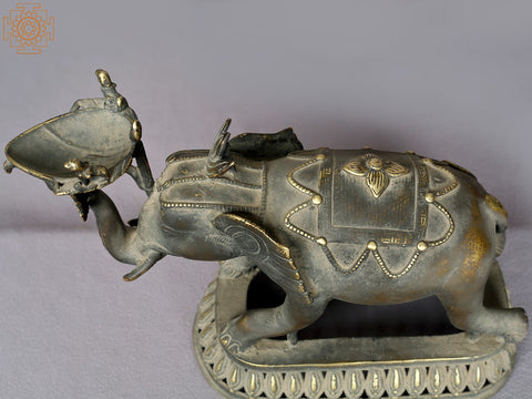 12" Brass Elephant Lamp From Nepal
