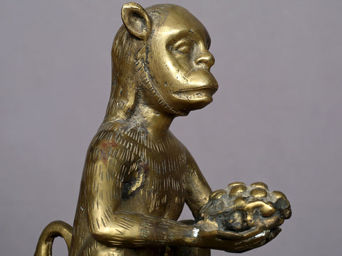 9" Brass Set Of Three Monkeys From Nepal