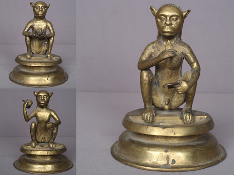 9" Brass Set Of Three Monkeys From Nepal