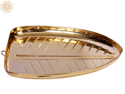 8" Brass Banana Leaf Design Plate