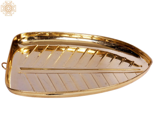 8" Brass Banana Leaf Design Plate for Home Decor