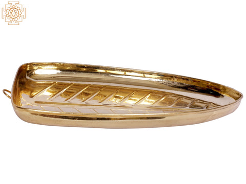8" Brass Banana Leaf Design Plate