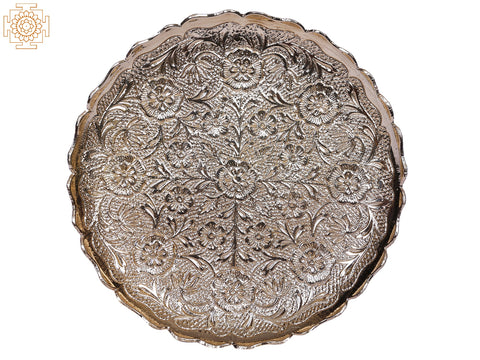 4" Brass Beautiful Floral Design Plate | Kitchen and Dining Utensils