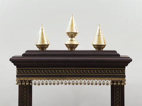 37" Large Wooden Designer Temple with Brass Dangling Ghungroos