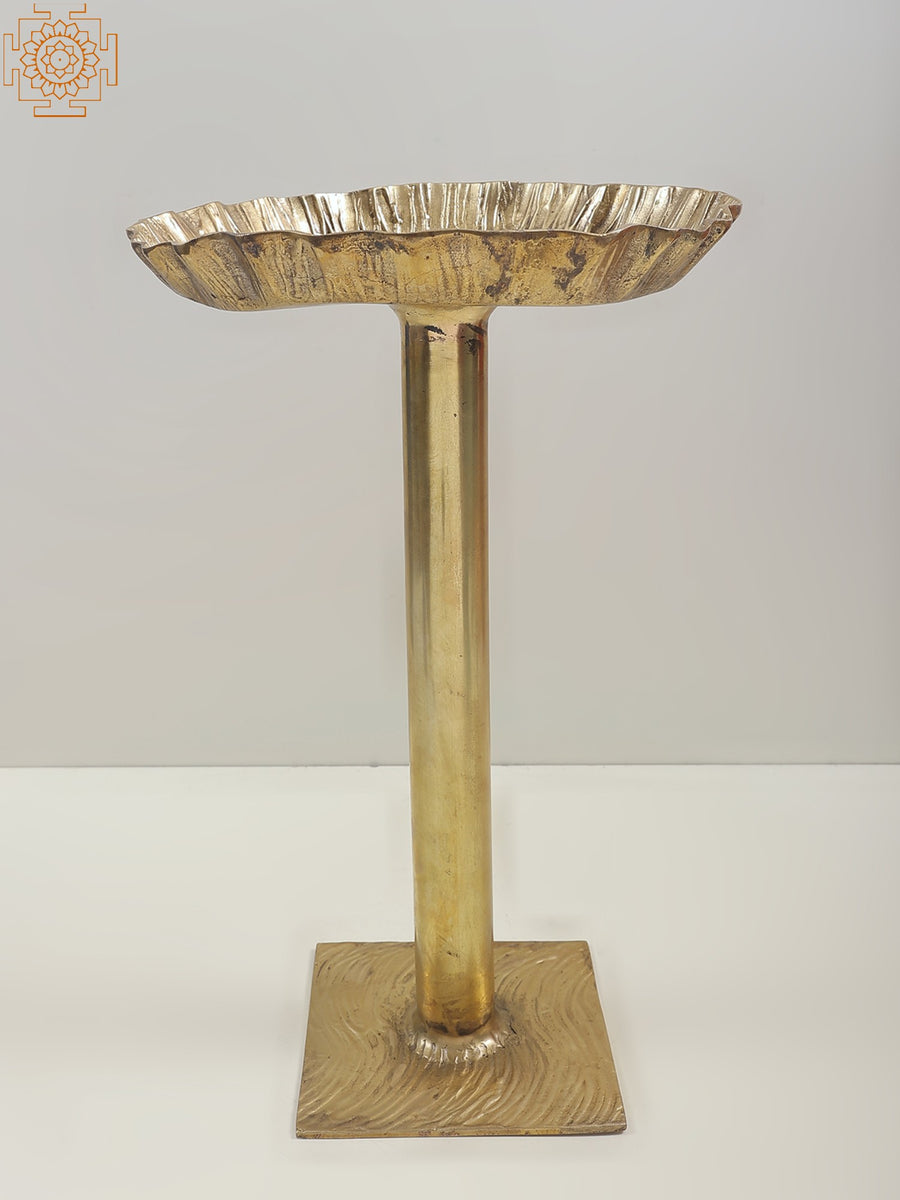 21" Brass Mushroom Urli Stand for Home Decor