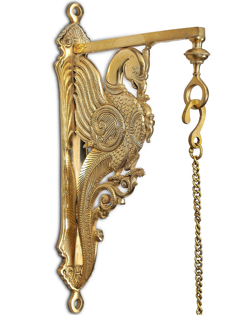37" Brass Wall Hanging Parrot Bracket with Five Wicks Lamp