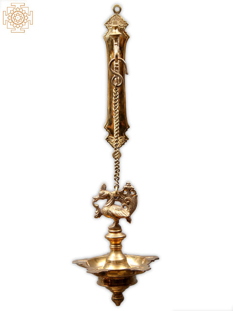 20" Brass Parrot Bracket with Five Wicks Hanging  Lamp