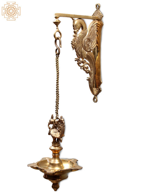 20" Brass Parrot Bracket with Five Wicks Hanging  Lamp