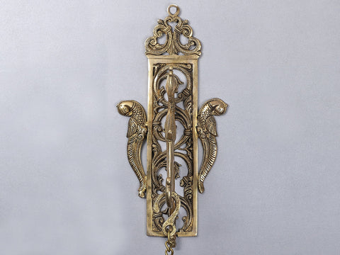 33" Brass Parrot Bracket with Lord Krishna Hanging Lamp