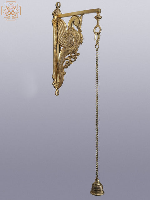 27" Brass Parrot Bracket with Hanging  Bell