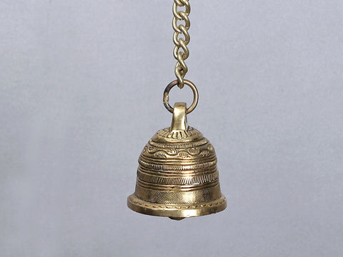 27" Brass Peacock Wall Bracket with Hanging Bell