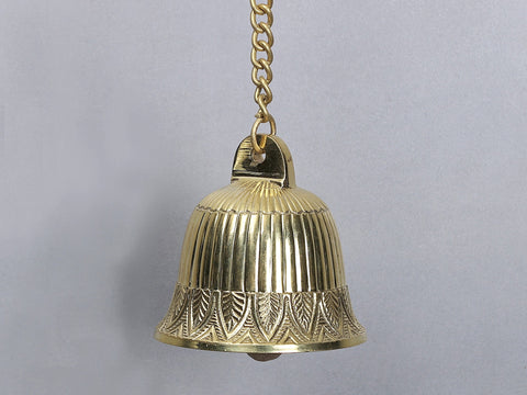 30" Brass Parrot Wall Bracket with Temple Bell