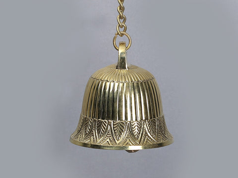 26" Brass Peacock Wall Bracket with Temple Bell
