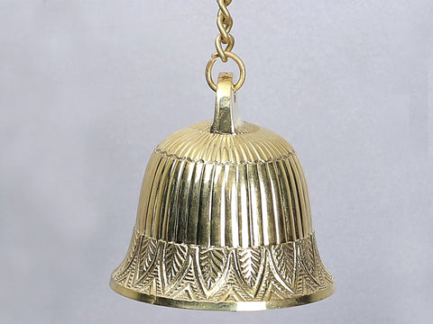 26" Brass Parrot Wall Bracket with Temple Bell
