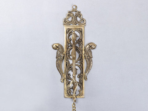44" Brass Parrot Wall Bracket with Lord Ganesha Hanging Lamp