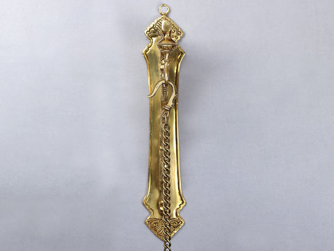 24" Brass Peacock Wall Bracket with Vaishnava Symbol (Conch) Hanging Lamp