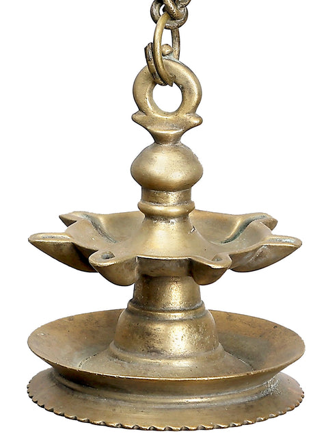 32" Brass Wall Hanging Peacock Bracket with Five Wicks Lamp