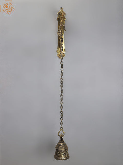 36" Brass Parrot Bracket with Hanging Bell