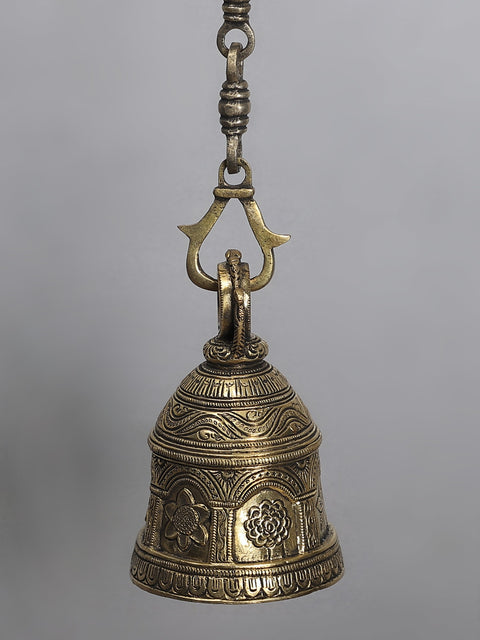 36" Brass Parrot Bracket with Hanging Bell