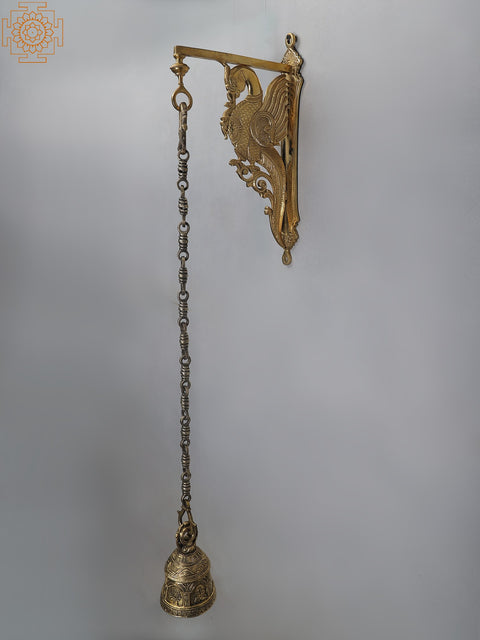 36" Brass Parrot Bracket with Hanging Bell