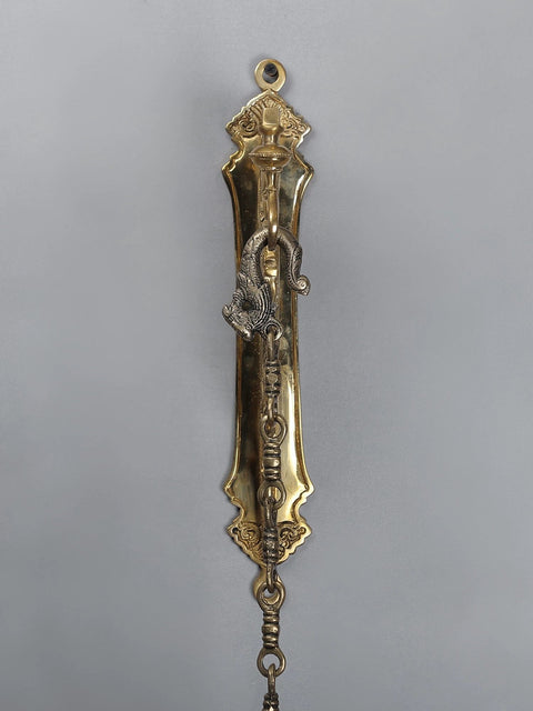 36" Brass Parrot Bracket with Lord Krishna Leela Temple Hanging Bell