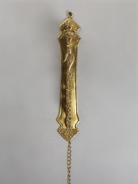 38" Bronze Hanging Diya with Brass Peacock Bracket