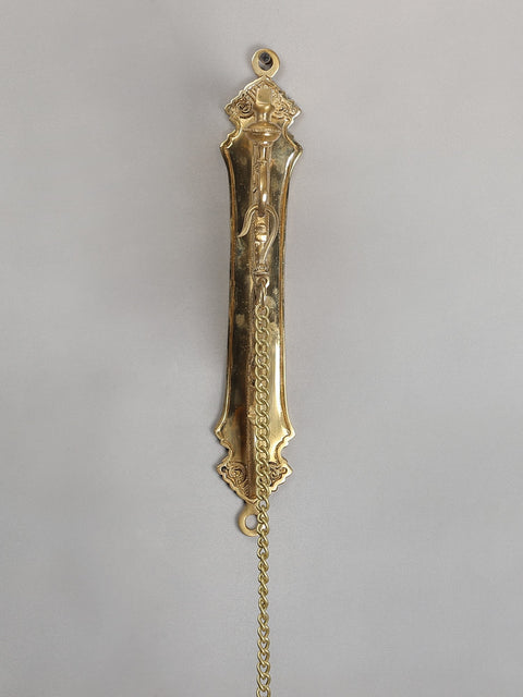 34" Bronze Hanging Diya with Brass Peacock Bracket
