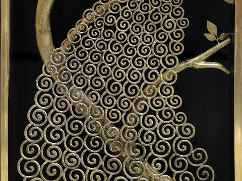 72" Large Brass Grill Board Peacock Design Jali