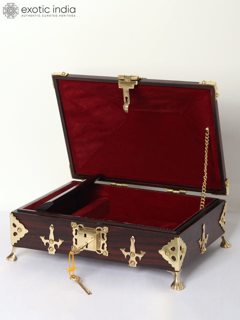 14" Wooden Jewellery Box with Brass Fitting