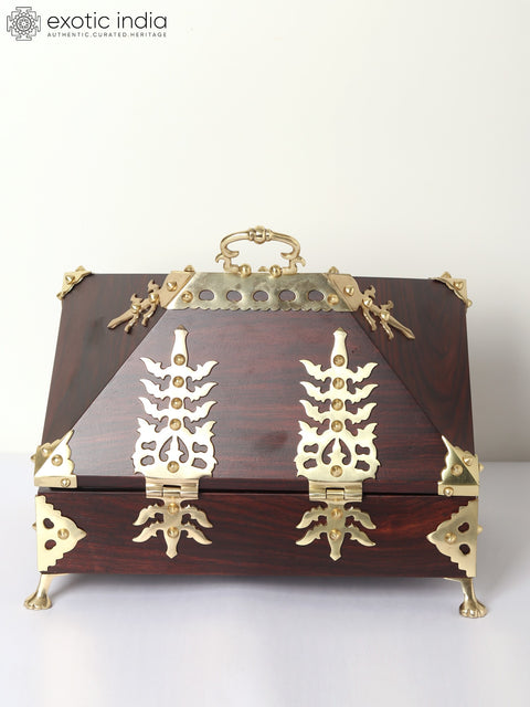 14" Wooden Jewellery Box with Brass Fitting