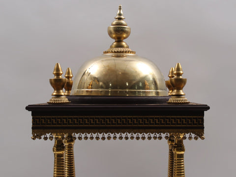 44" Large Wood and Brass Designer Temple with Drawer
