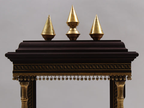 39" Large Wood and Brass Designer Wall Hanging Temple with Dangling Ghungroos