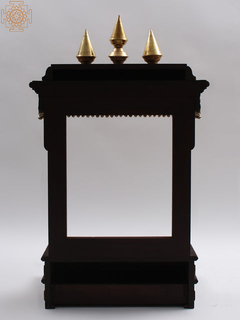 39" Large Wood and Brass Designer Wall Hanging Temple with Dangling Ghungroos