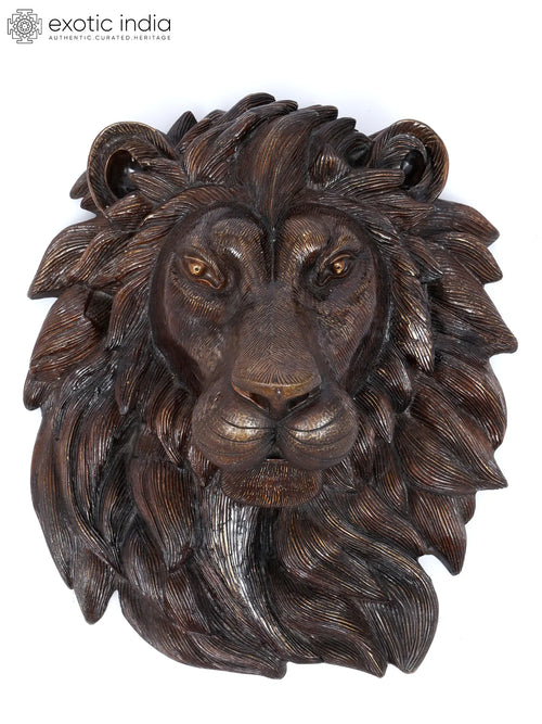 Brass Lion Face Wall Hanging for Home Decor