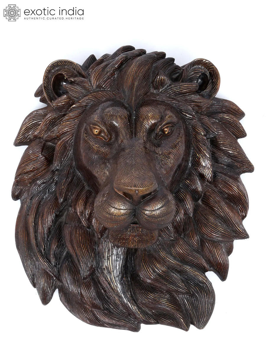 Brass Lion Face Wall Hanging for Home Decor