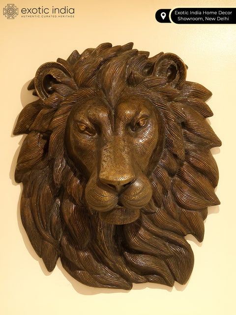 Brass Lion Face Wall Hanging | Home Decor