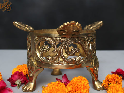 7" Brass Decorative Urli Stand