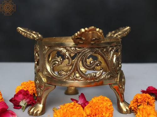 7" Brass Urli Stand for Home Decor