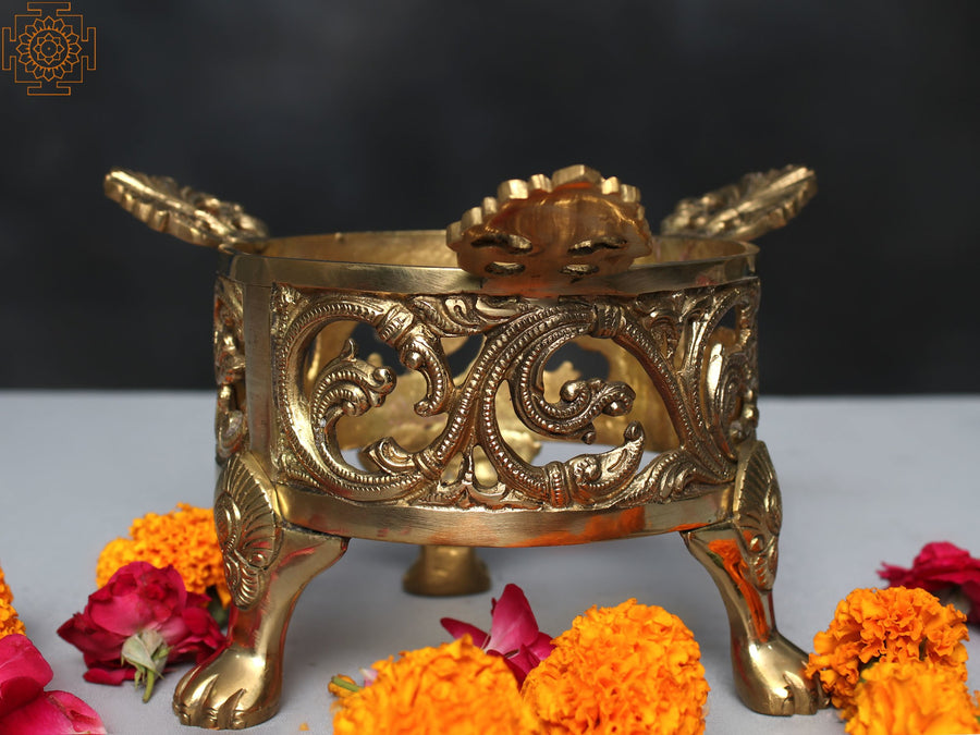 7" Brass Urli Stand for Home Decor