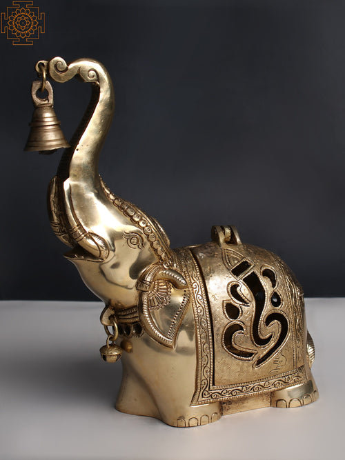 10" Brass Elephant Diya Holder for Pooja