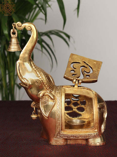 10" Brass Elephant Diya Holder