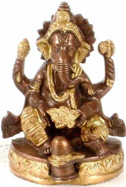 5" Handmade Ganesha Brass Idol for Pooja