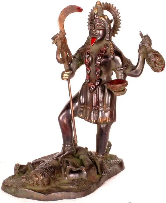 10" Kali Brass Statue Handmade Home Decor